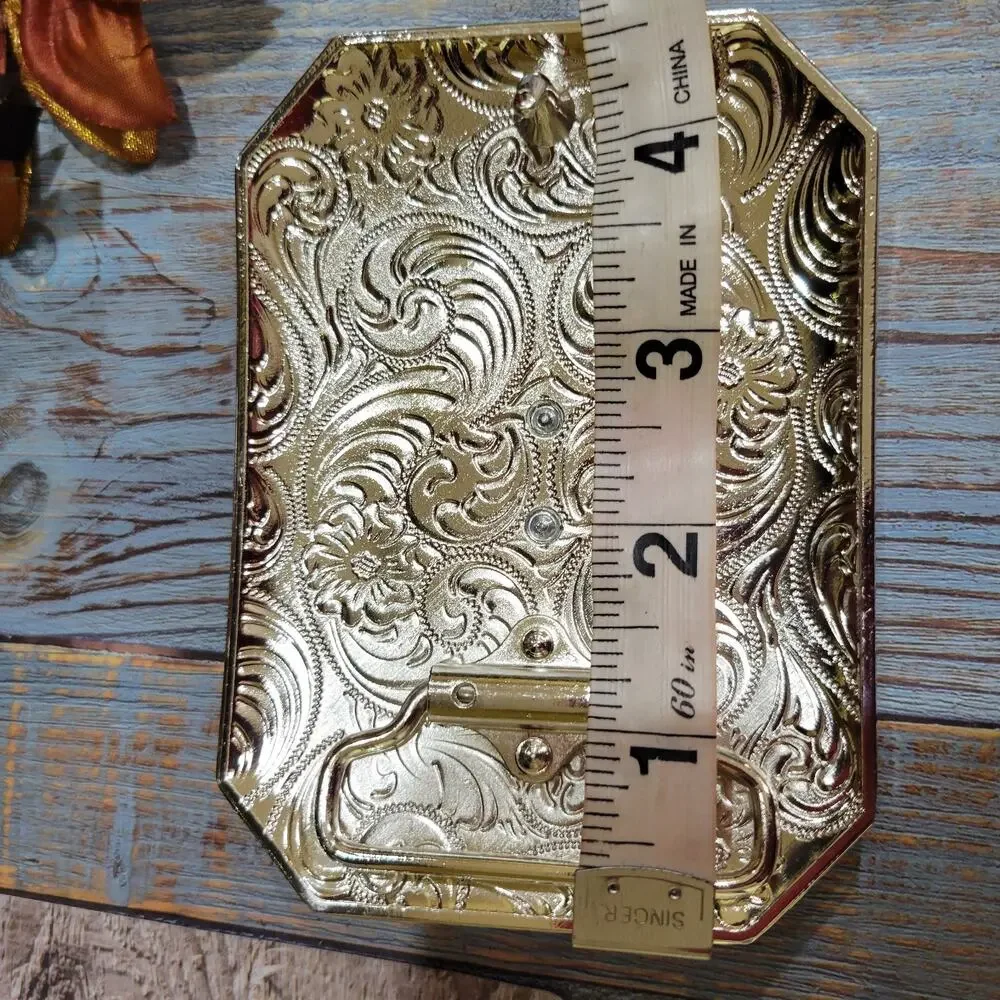 Four aces western belt buckle Silver Rosetone Rectangle Cowboy Poker Cards Buckl
